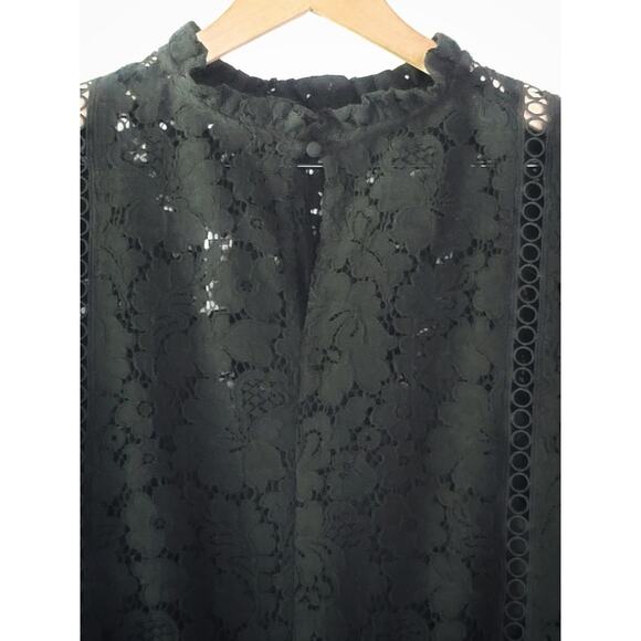 NEW Express Lace Puff Black Sleeve Top - Small - Picture 11 of 12